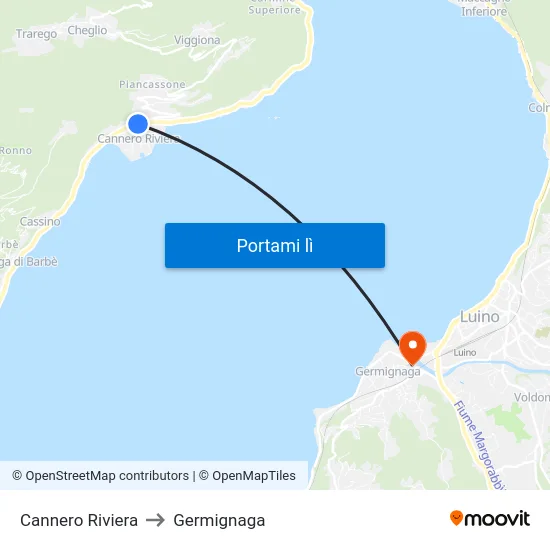 Cannero Riviera to Germignaga map
