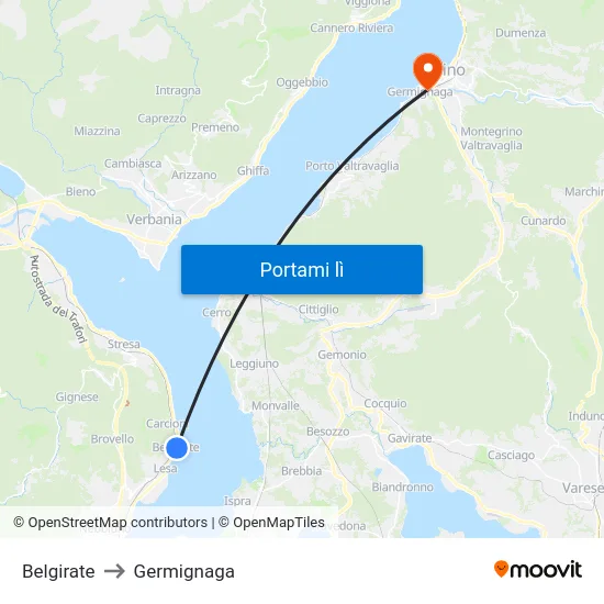 Belgirate to Germignaga map