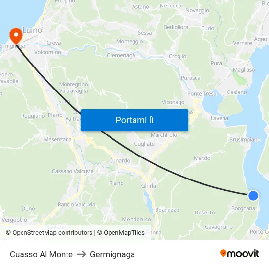 Cuasso Al Monte to Germignaga map