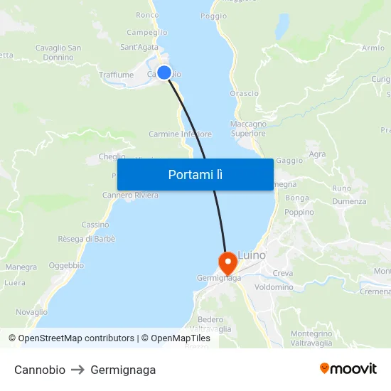 Cannobio to Germignaga map