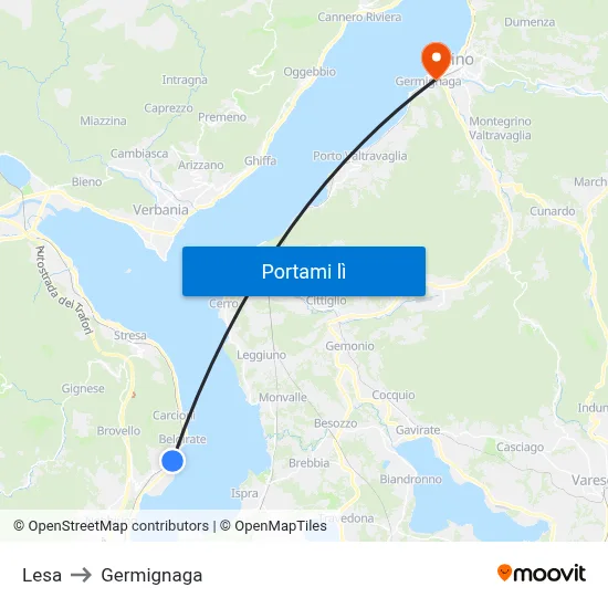 Lesa to Germignaga map