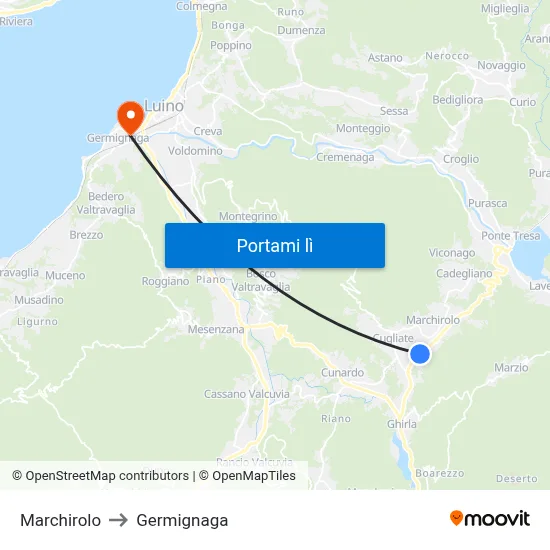 Marchirolo to Germignaga map