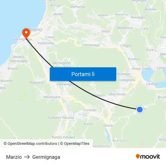 Marzio to Germignaga map