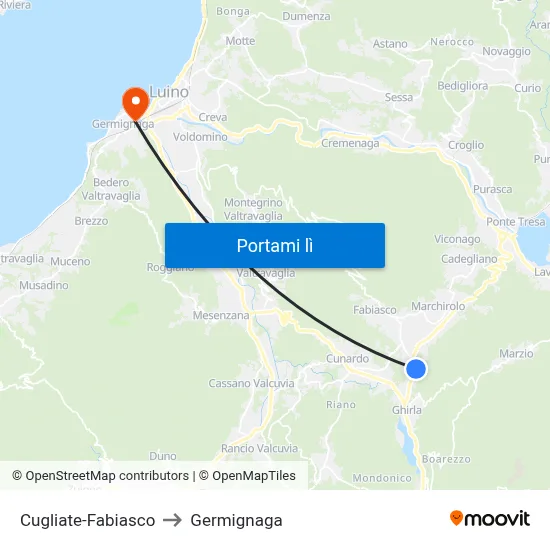 Cugliate-Fabiasco to Germignaga map