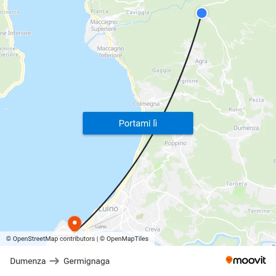 Dumenza to Germignaga map