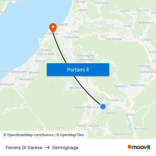 Ferrera Di Varese to Germignaga map