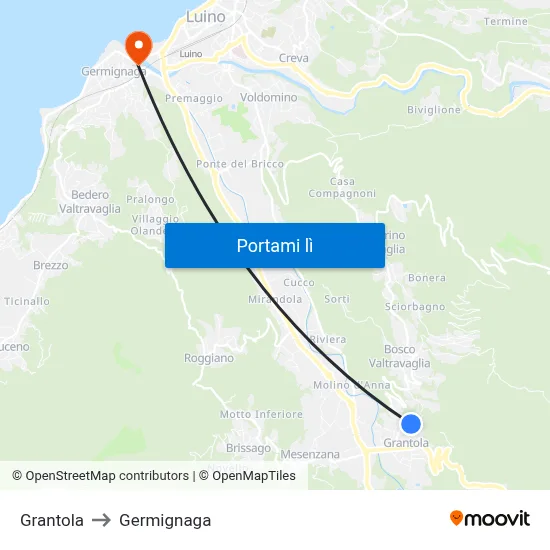 Grantola to Germignaga map