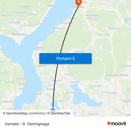 Osmate to Germignaga map