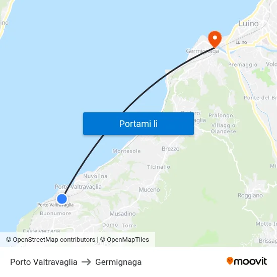Porto Valtravaglia to Germignaga map