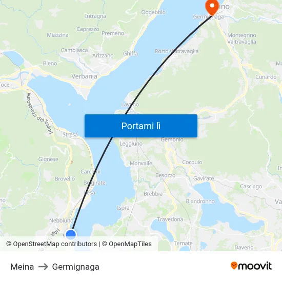 Meina to Germignaga map