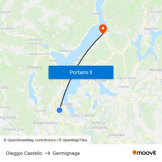 Oleggio Castello to Germignaga map