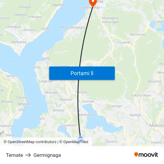 Ternate to Germignaga map