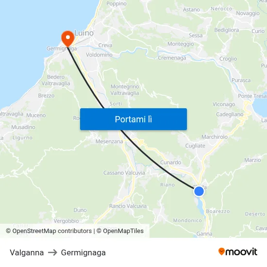 Valganna to Germignaga map