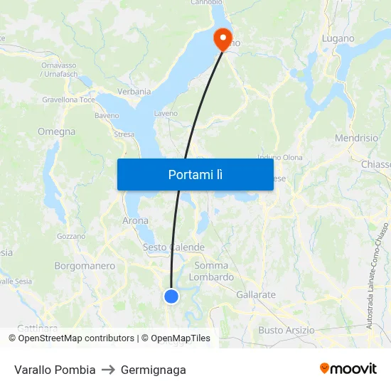 Varallo Pombia to Germignaga map