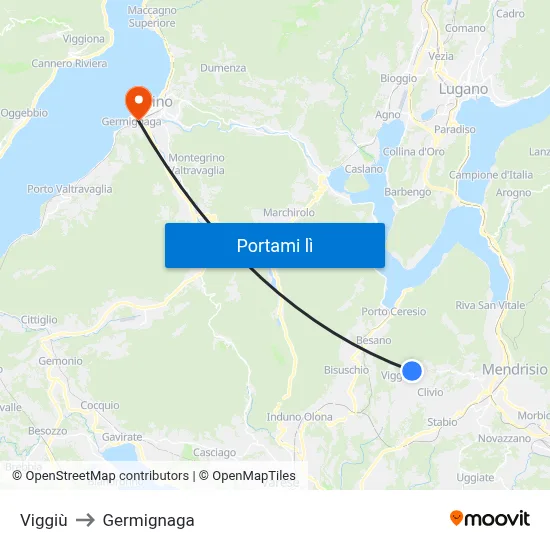 Viggiù to Germignaga map