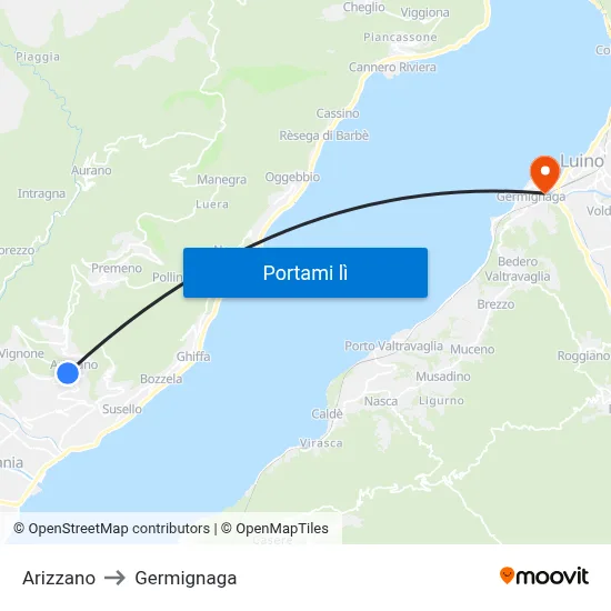Arizzano to Germignaga map