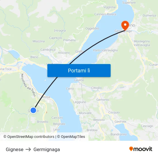 Gignese to Germignaga map