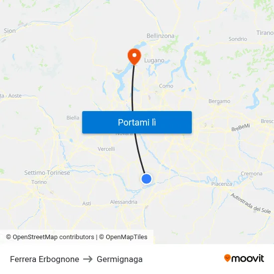 Ferrera Erbognone to Germignaga map