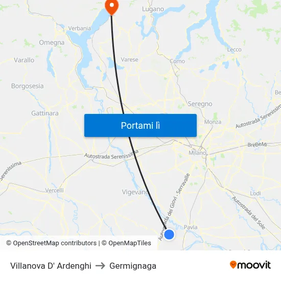 Villanova D' Ardenghi to Germignaga map
