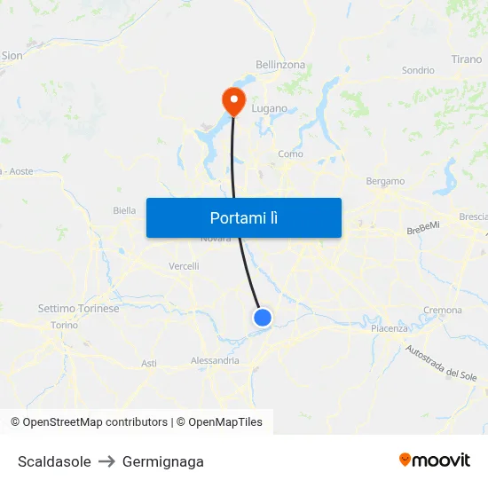 Scaldasole to Germignaga map