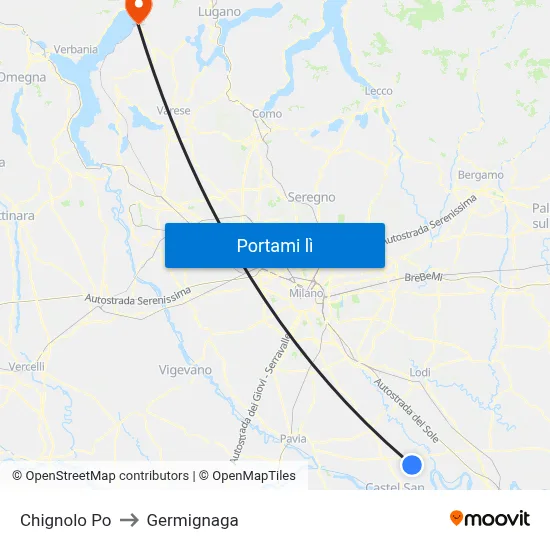 Chignolo Po to Germignaga map