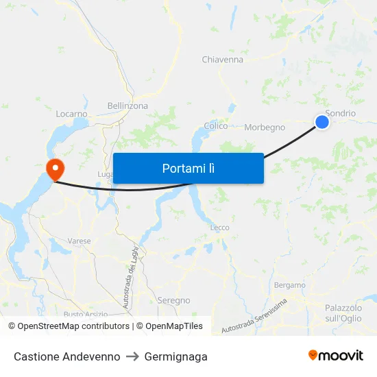 Castione Andevenno to Germignaga map