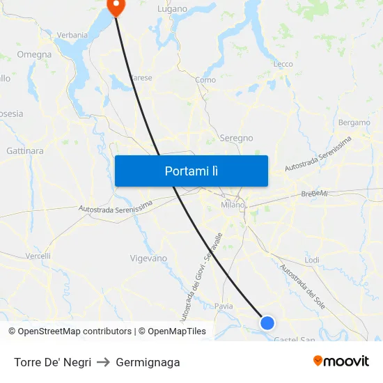 Torre De' Negri to Germignaga map