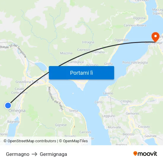 Germagno to Germignaga map