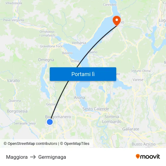 Maggiora to Germignaga map