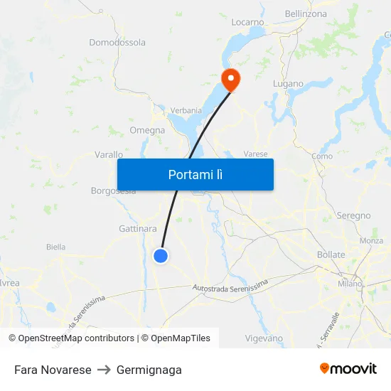 Fara Novarese to Germignaga map