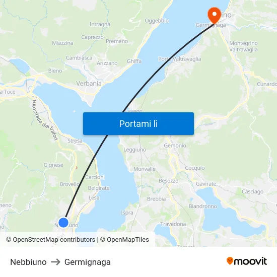 Nebbiuno to Germignaga map