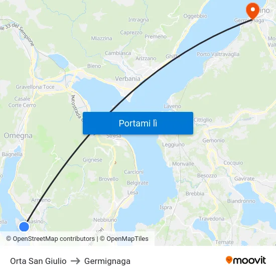 Orta San Giulio to Germignaga map