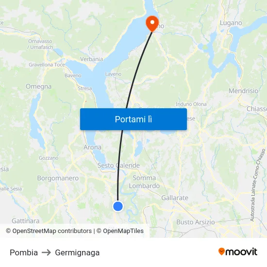 Pombia to Germignaga map