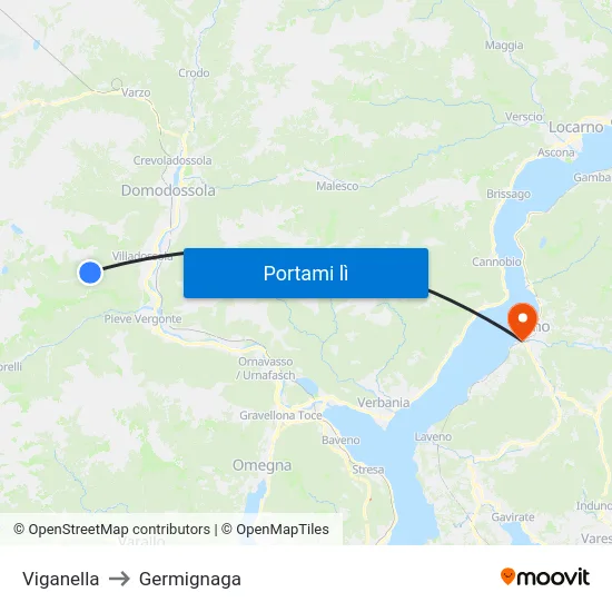Viganella to Germignaga map