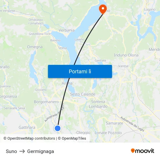 Suno to Germignaga map