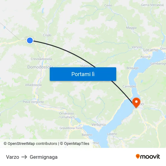 Varzo to Germignaga map