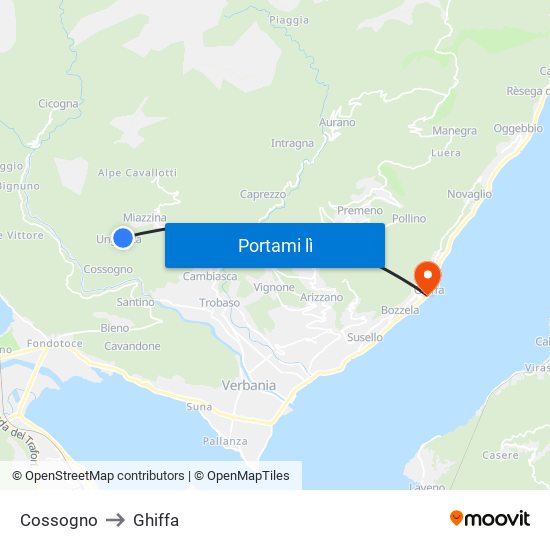Cossogno to Ghiffa map