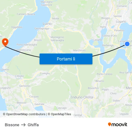 Bissone to Ghiffa map