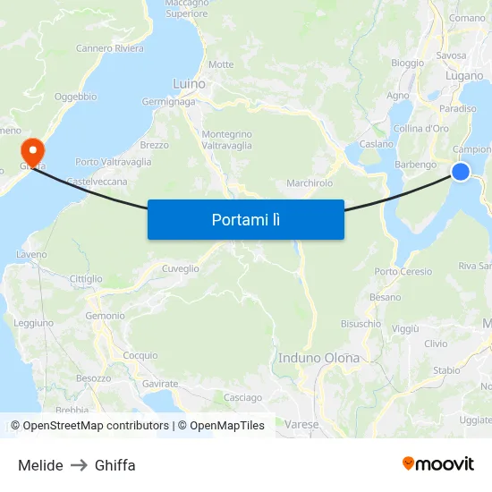 Melide to Ghiffa map
