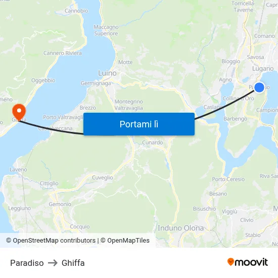 Paradiso to Ghiffa map