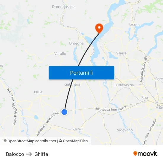 Balocco to Ghiffa map