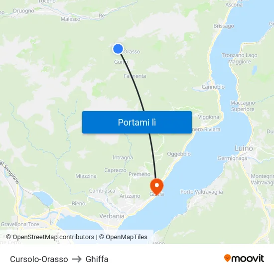 Cursolo-Orasso to Ghiffa map