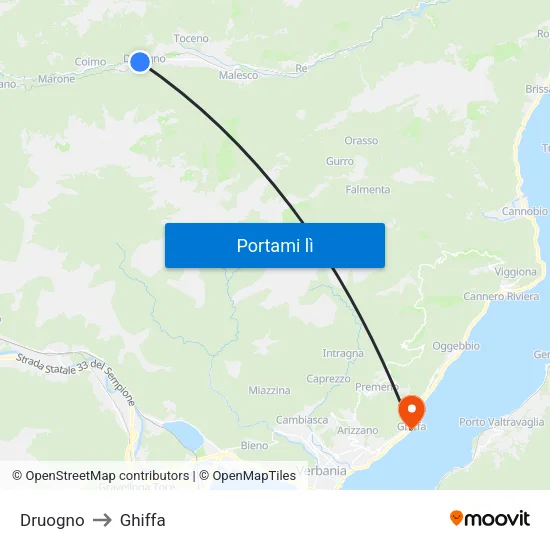 Druogno to Ghiffa map