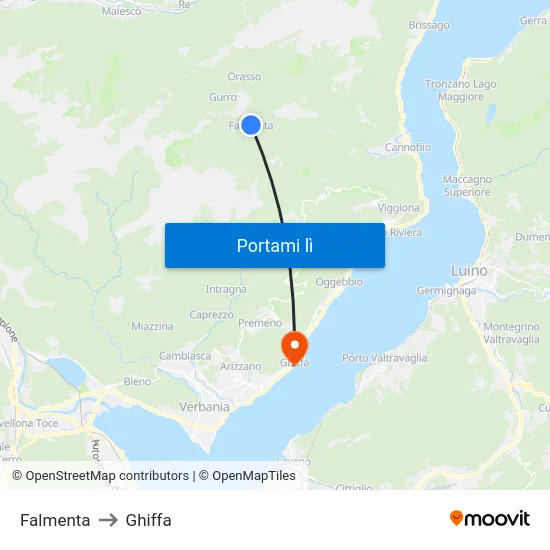 Falmenta to Ghiffa map