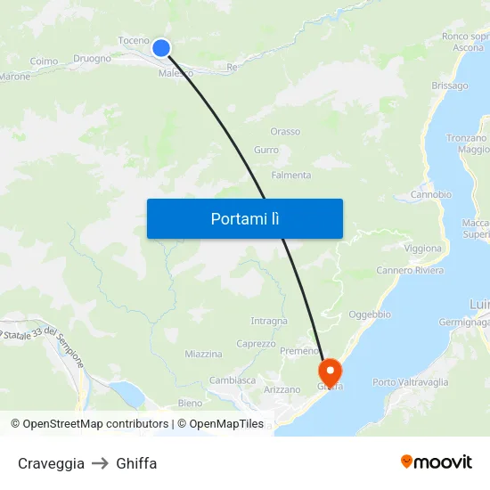 Craveggia to Ghiffa map