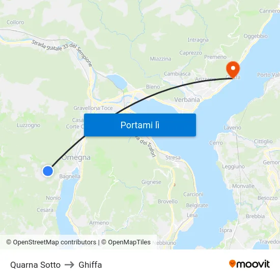 Quarna Sotto to Ghiffa map