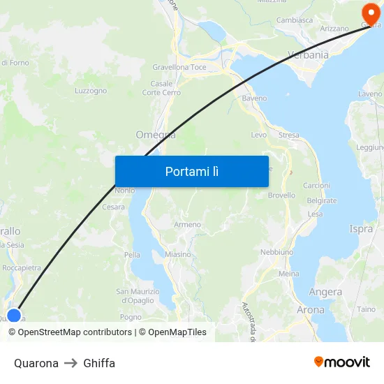 Quarona to Ghiffa map