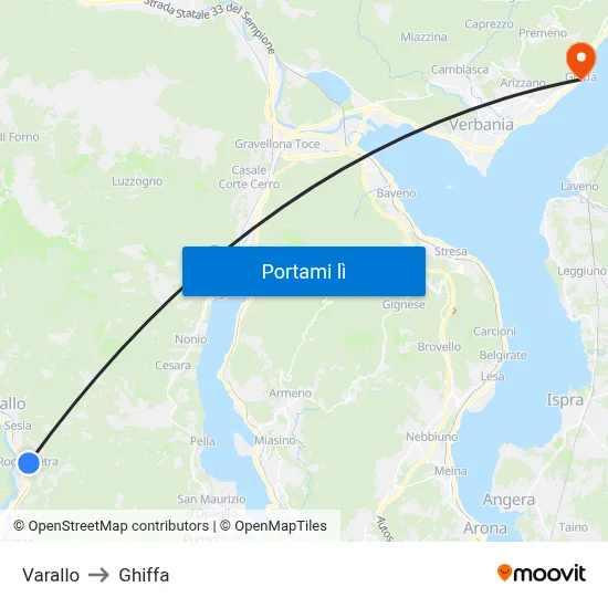 Varallo to Ghiffa map