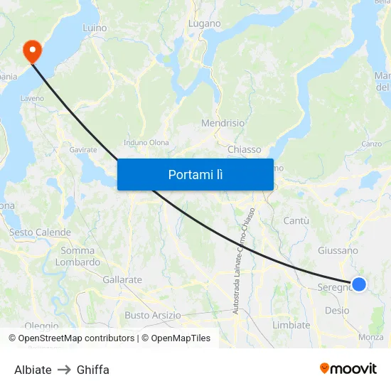 Albiate to Ghiffa map