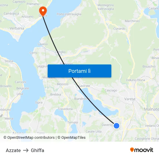 Azzate to Ghiffa map